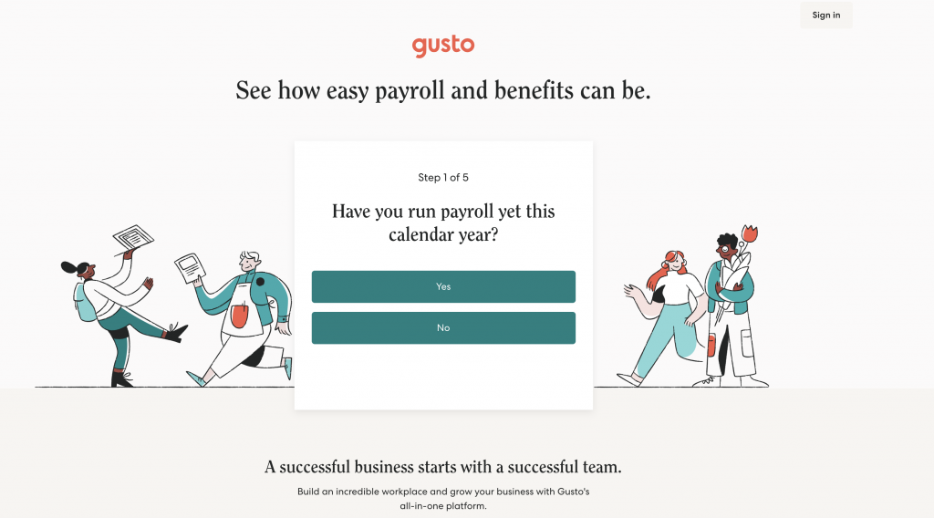 Gusto Landing Page